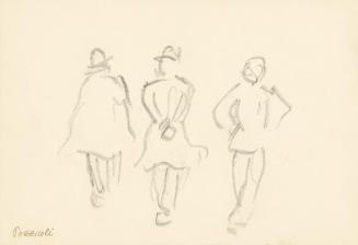 Alfred Wickenburg, Drei Männer im Gehen von hinten, Pozzuoli, 1920/1923, Graphit auf Papier, Bl ...