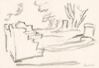 Alfred Wickenburg, Architektur in einer Landschaft, Camaldoli, 1920/1923, Graphit auf Papier, B ...