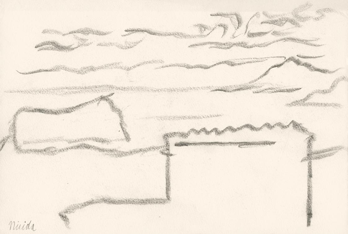 Alfred Wickenburg, Blick auf Nisida, 1920/1923, Graphit und Feder in Tusche auf Papier, Blattma ...