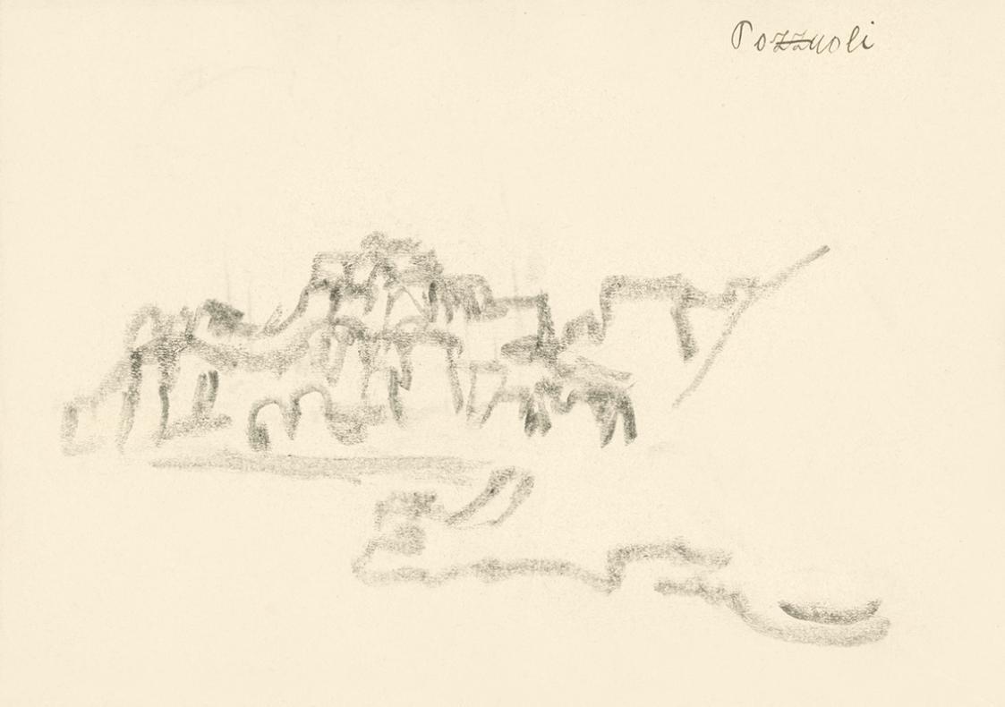 Alfred Wickenburg, Ansicht von Pozzuoli, 1920/1923, Graphit auf Papier, Blattmaße: 17,8 × 25,1  ...