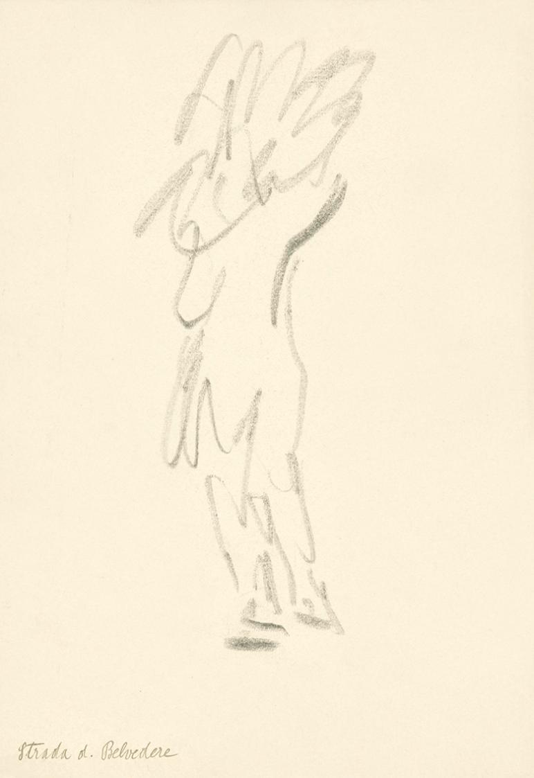 Alfred Wickenburg, Skizze einer menschlichen Figur, Strada di Belvedere, 1920/1923, Graphit auf ...
