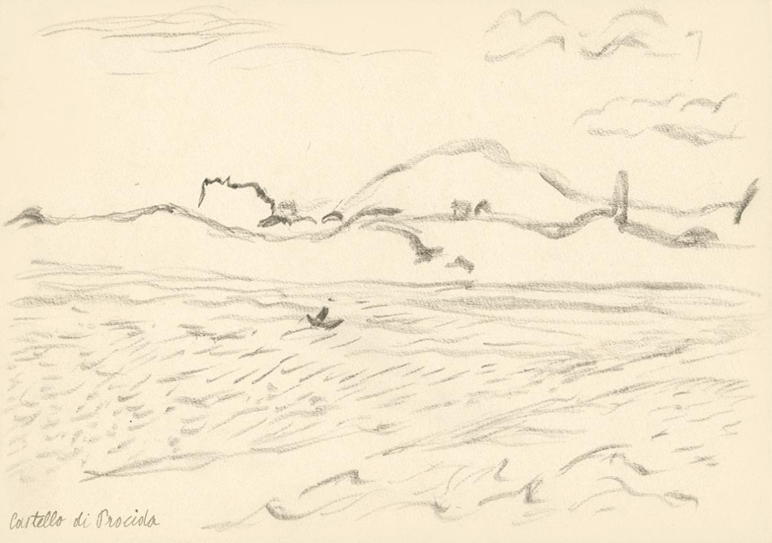 Alfred Wickenburg, Castello di Procida, 1920/1923, Graphit auf Papier, Blattmaße: 17,9 × 25,1 c ...