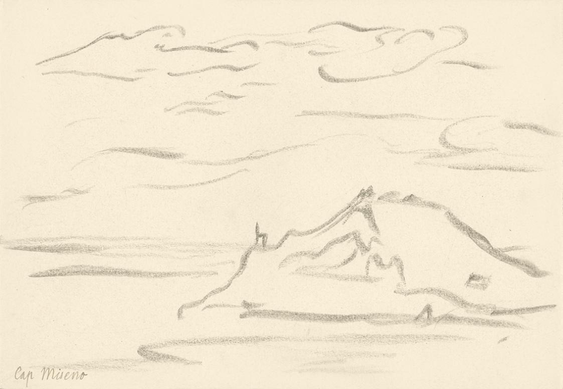 Alfred Wickenburg, Ansicht Capo Miseno, 1920/1923, Graphit auf Papier, Blattmaße: 17,7 × 25,2 c ...