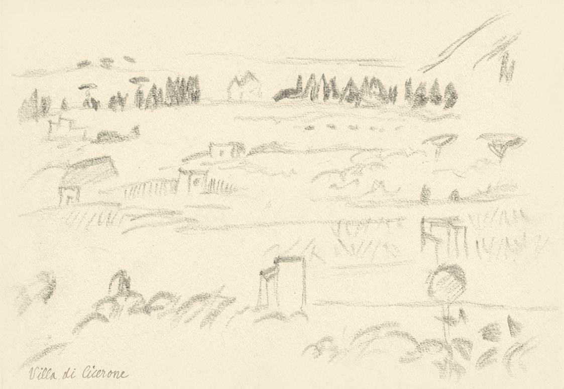 Alfred Wickenburg, Landschaft mit Gebäuden, 1920/1923, Graphit auf Papier, Blattmaße: 17,6 × 25 ...