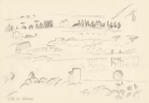 Alfred Wickenburg, Landschaft mit Gebäuden, 1920/1923, Graphit auf Papier, Blattmaße: 17,6 × 25 ...