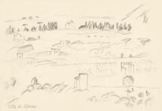 Alfred Wickenburg, Landschaft mit Gebäuden, 1920/1923, Graphit auf Papier, Blattmaße: 17,6 × 25 ...