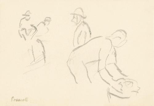 Alfred Wickenburg, Vier menschliche Figuren, Pozzuoli, 1920/1923, Graphit auf Papier, Blattmaße ...