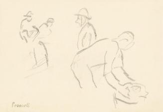 Alfred Wickenburg, Vier menschliche Figuren, Pozzuoli, 1920/1923, Graphit auf Papier, Blattmaße ...