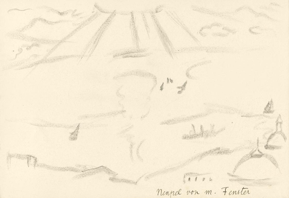 Alfred Wickenburg, Blick aus dem Fenster auf Neapel, 1920/1923, Graphit auf Papier, Blattmaße:  ...