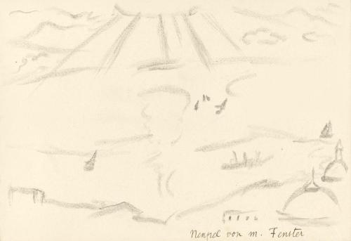 Alfred Wickenburg, Blick aus dem Fenster auf Neapel, 1920/1923, Graphit auf Papier, Blattmaße:  ...