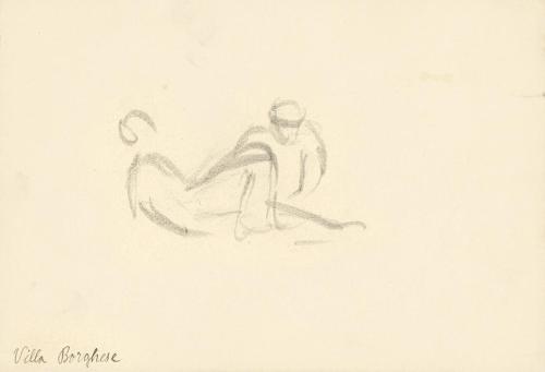Alfred Wickenburg, Zwei menschliche Figuren, Villa Borghese, 1920/1923, Graphit auf Papier, Bla ...