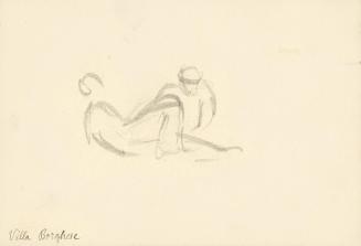 Alfred Wickenburg, Zwei menschliche Figuren, Villa Borghese, 1920/1923, Graphit auf Papier, Bla ...