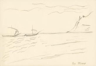 Alfred Wickenburg, Zwei Segelboote im Meer vor Capo Miseno, 1920/1923, Graphit auf Papier, Blat ...