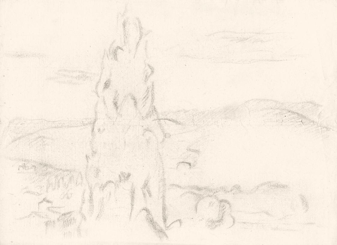 Alfred Wickenburg, Lanschaftsdarstellung, 1920/1923, Graphit auf Papier, Blattmaße: 19,3 × 26,5 ...