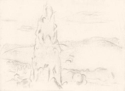 Alfred Wickenburg, Lanschaftsdarstellung, 1920/1923, Graphit auf Papier, Blattmaße: 19,3 × 26,5 ...