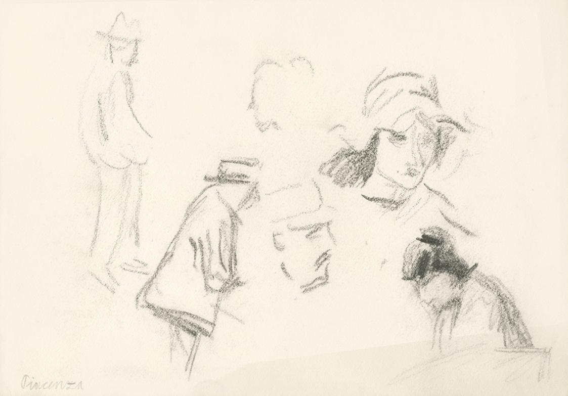 Alfred Wickenburg, Personenstudien, Piacenza, 1920/1923, Graphit und Bleistift auf Papier, Blat ...