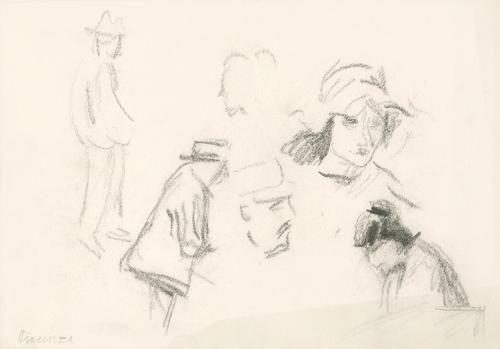 Alfred Wickenburg, Personenstudien, Piacenza, 1920/1923, Graphit und Bleistift auf Papier, Blat ...