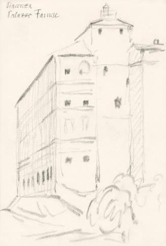 Alfred Wickenburg, Palazzo Farnese, Piacenza, 1920/1923, Graphit auf Papier, Blattmaße: 19 × 27 ...