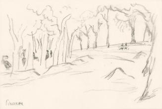 Alfred Wickenburg, Lanschaft mit Bäumen, Piacenza, 1920/1923, Graphit auf Papier, Blattmaße: 19 ...