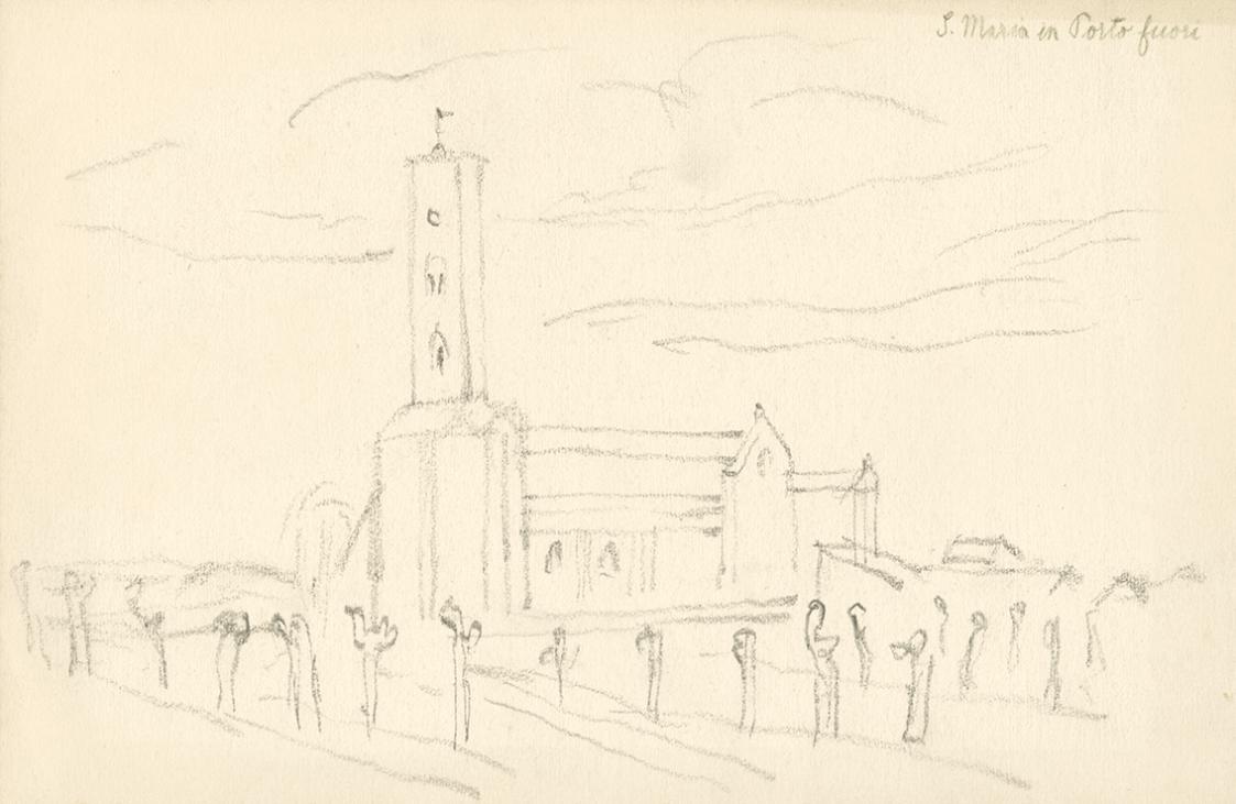Alfred Wickenburg, S. Maria in Porto fuori, 1920/1923, Graphit auf Papier, Blattmaße: 19,6 × 29 ...