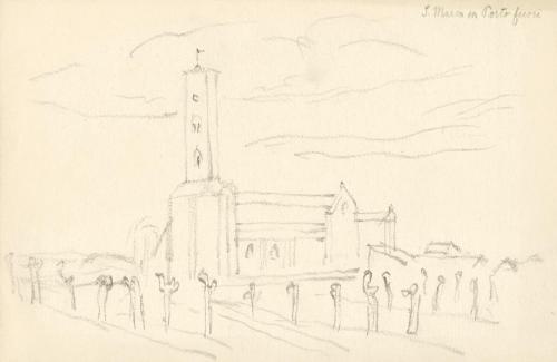 Alfred Wickenburg, S. Maria in Porto fuori, 1920/1923, Graphit auf Papier, Blattmaße: 19,6 × 29 ...