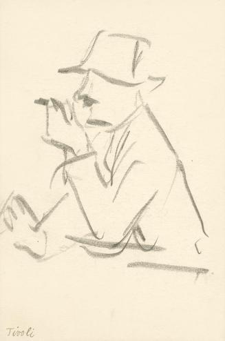 Alfred Wickenburg, Rauchender Mann mit Hut im Profil, Tivoli, 1920/1923, Graphit auf Papier, Bl ...