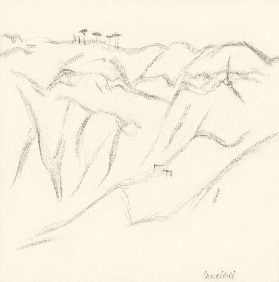Alfred Wickenburg, Berglandschaft, Camaldoli, 1920/1923, Graphit auf Papier, Blattmaße: 23 × 24 ...