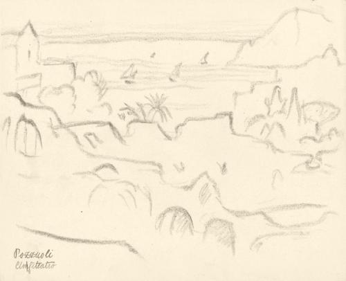 Alfred Wickenburg, Landschaftsansicht, Pozzuoli, 1920/1923, Graphit auf Papier, Blattmaße: 20,2 ...