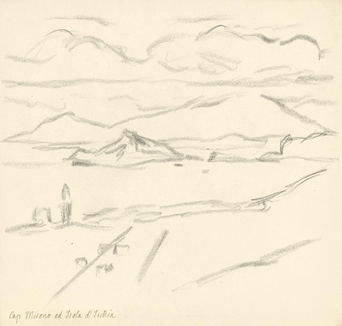 Alfred Wickenburg, Cap Miseno und Insel Ischia, 1920/1923, Graphit auf Papier, Blattmaße: 24 ×  ...