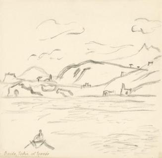 Alfred Wickenburg, Ischia mit dem Berg Epomeo von Procida gesehen, 1920/1923, Graphit auf Papie ...