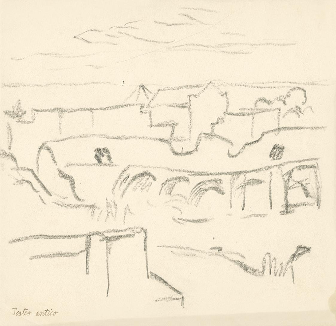 Alfred Wickenburg, Teatro antico, 1920/1923, Graphit auf Papier, Blattmaße: 24,6 × 25,3 cm, Pri ...