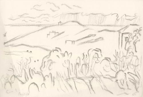 Alfred Wickenburg, Landschaftsansicht, Posillipo, 1920/1923, Graphit auf Papier, Blattmaße: 21  ...