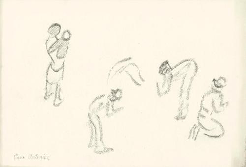 Alfred Wickenburg, Menschliche Figuren in Bewegung, Parco Antonina, 1920/1923, Graphit auf Papi ...