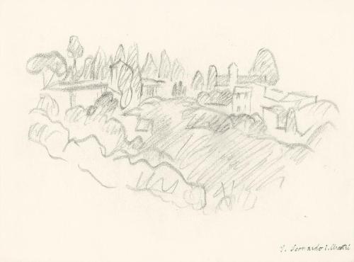 Alfred Wickenburg, Landschaft mit Häusern, S. Leonardo, 1920/1923, Graphit auf Papier, Blattmaß ...