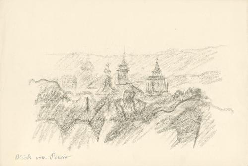 Alfred Wickenburg, Blick vom Pincio, 1920/1923, Graphit auf Papier, Blattmaße: 23,9 × 34,8 cm,  ...