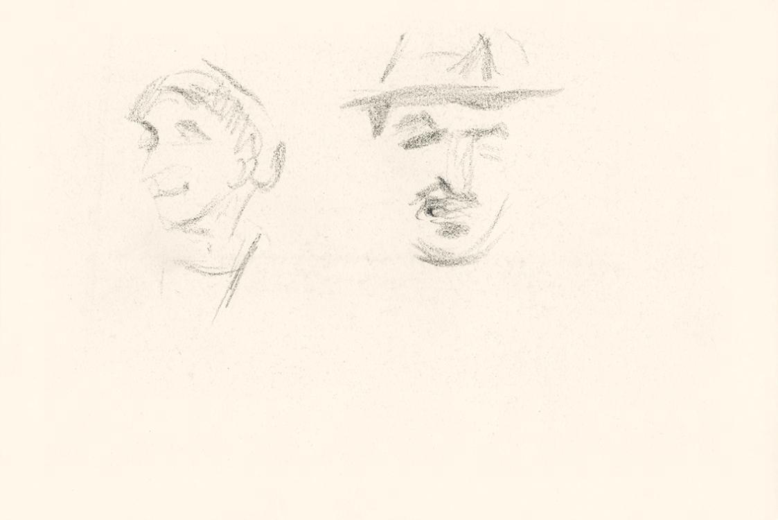 Alfred Wickenburg, Portraitskizze eines Mannes und einer Frau, 1920/1923, Graphit auf Papier, B ...