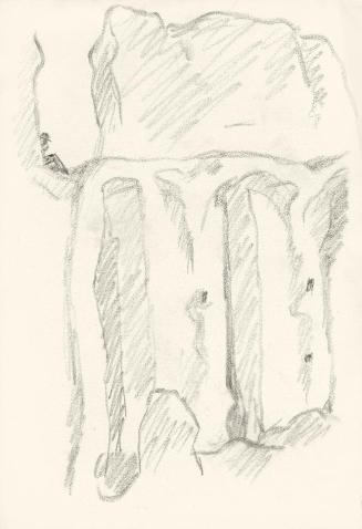 Alfred Wickenburg, Felsen mit einer sitzenden Person, 1920/1923, Graphit auf Papier, Blattmaße: ...