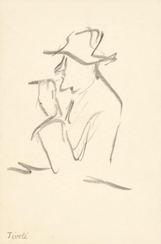 Alfred Wickenburg, Rauchender Mann mit Hut in Profilansicht, Tivoli, 1920/1923, Graphit auf Pap ...