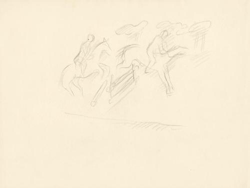 Alfred Wickenburg, Zwei Reiter in einer Lanschaft, 1920/1923, Bleistift auf Papier, Blattmaße:  ...