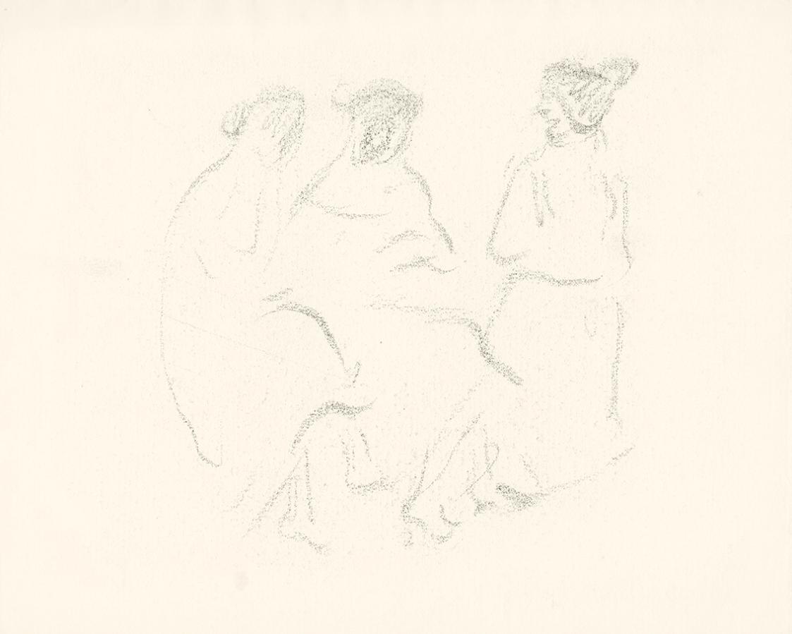 Alfred Wickenburg, Drei sitzende Frauen, 1920/1923, Graphit auf Papier, Blattmaße: 24,1 × 29,8  ...