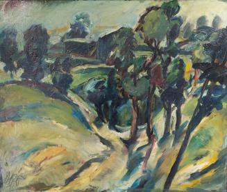 Otto Rudolf Schatz, Landschaft, 1921, Öl auf Holz, 73,5 × 92,5 cm, Privatbesitz