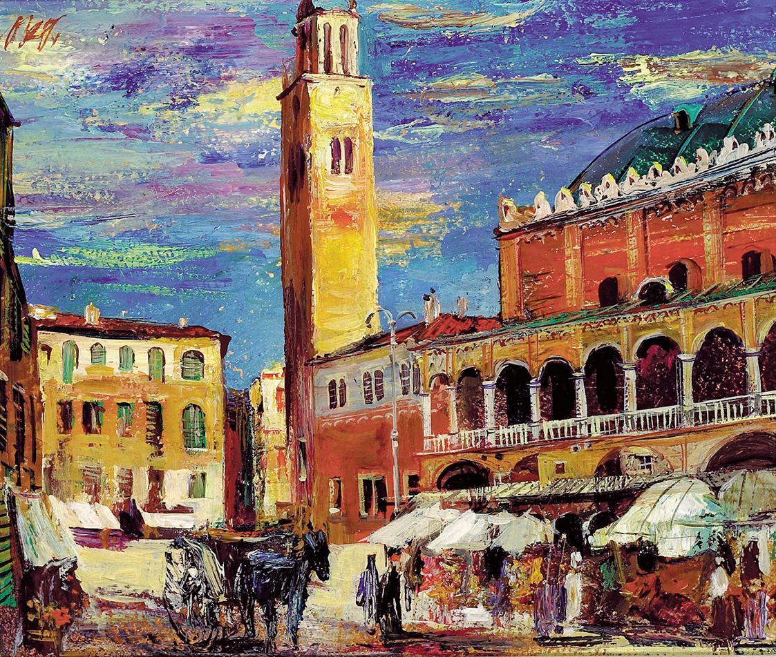 Otto Rudolf Schatz, Palazzo della Ragione, Padua, um 1956, Öl auf Karton, 35,3 × 41,5 cm, Unbek ...