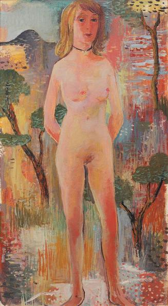 Otto Rudolf Schatz, Stehender Akt, um 1947, Öl auf Karton, 51,5 × 28,5 cm, Privatbesitz