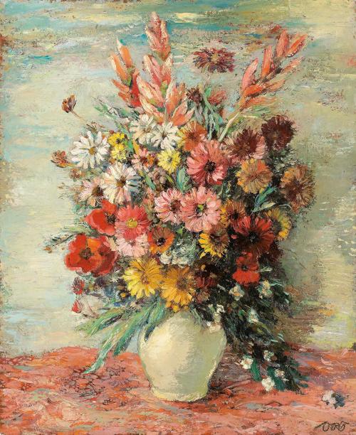 Otto Rudolf Schatz, Wiesenblumenstrauß, um 1947, Öl auf Holz, 79,5 × 65 cm, Lilly´s Art, Wien