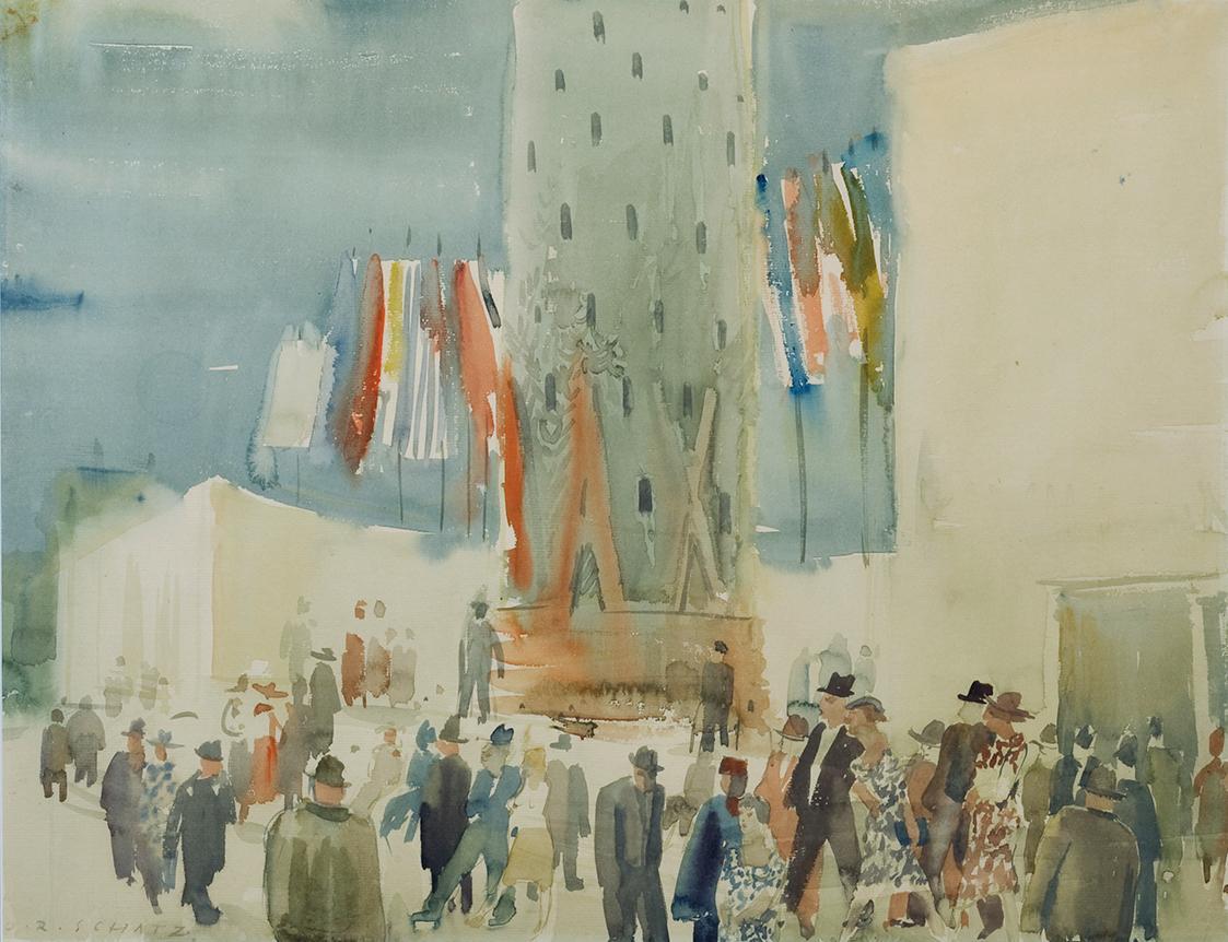 Otto Rudolf Schatz, Paris, Weltausstellung 1937, 1937, Aquarell auf Papier, Galerie Altstadt, K ...