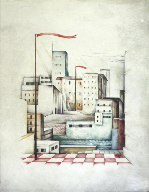 Otto Rudolf Schatz, Die Neue Stadt, 1927 (1930), Blockbuch, 27 × 20 cm, Privatbesitz