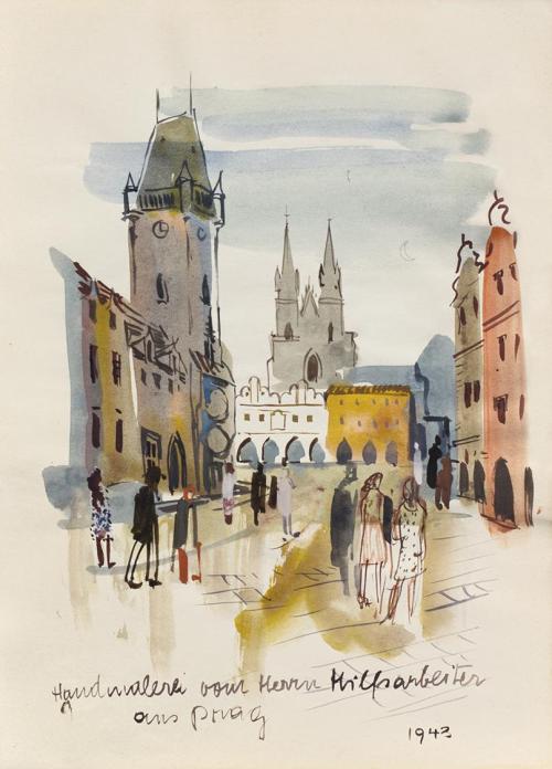 Otto Rudolf Schatz, Hausbuch Erich Franz Leischner, 1936, Buch, leinengebunden, Aquarell, Bleis ...