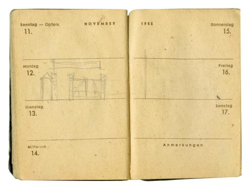 Otto Rudolf Schatz, Tageskalender zum Jahr 1945, 1945, Bleistift, Privatbesitz, Wien