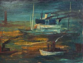 Otto Rudolf Schatz, Hafeneinfahrt mit Dampfschiffen, um 1937, Öl auf Leinwand, 49,5 × 64,5 cm,  ...