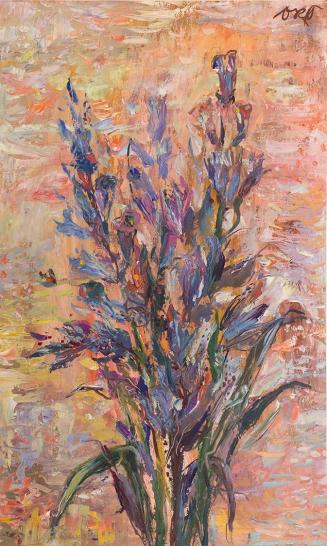 Otto Rudolf Schatz, Lilien und Gladiolen, um 1952, Öl auf Papier, 58 × 34 cm, Privatbesitz